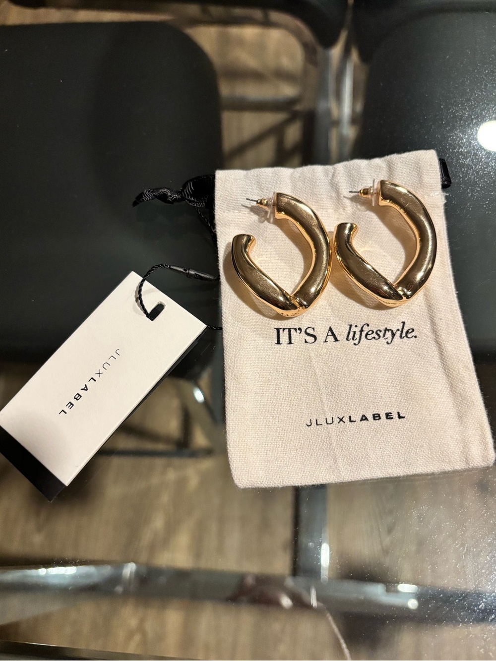 JLUXLABEL Gold Cove Hoop Earrings